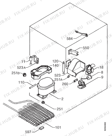 Взрыв-схема холодильника Zanussi ZU7115 - Схема узла Cooling system 017